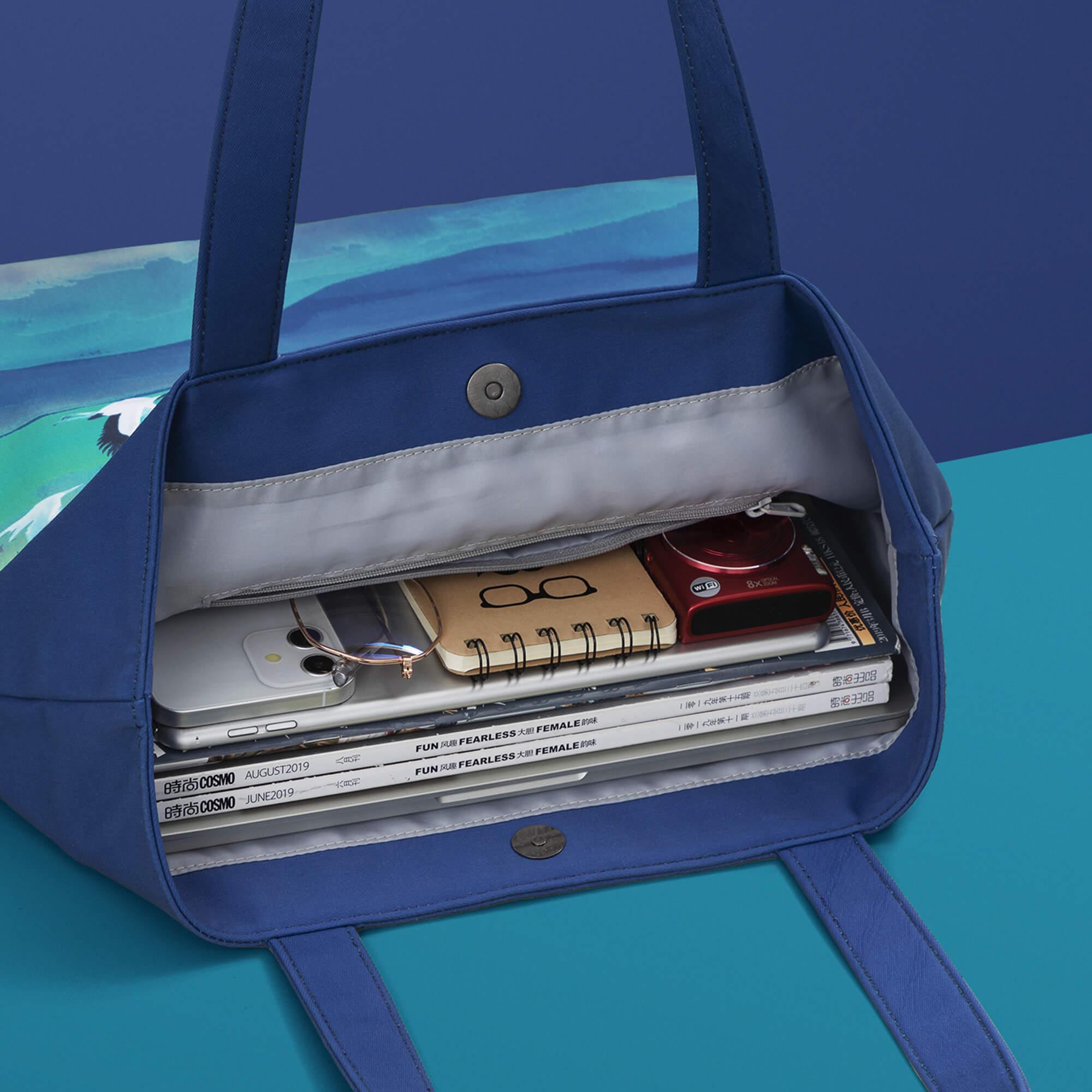 MaH Blue Canvas Tote Bag For Women