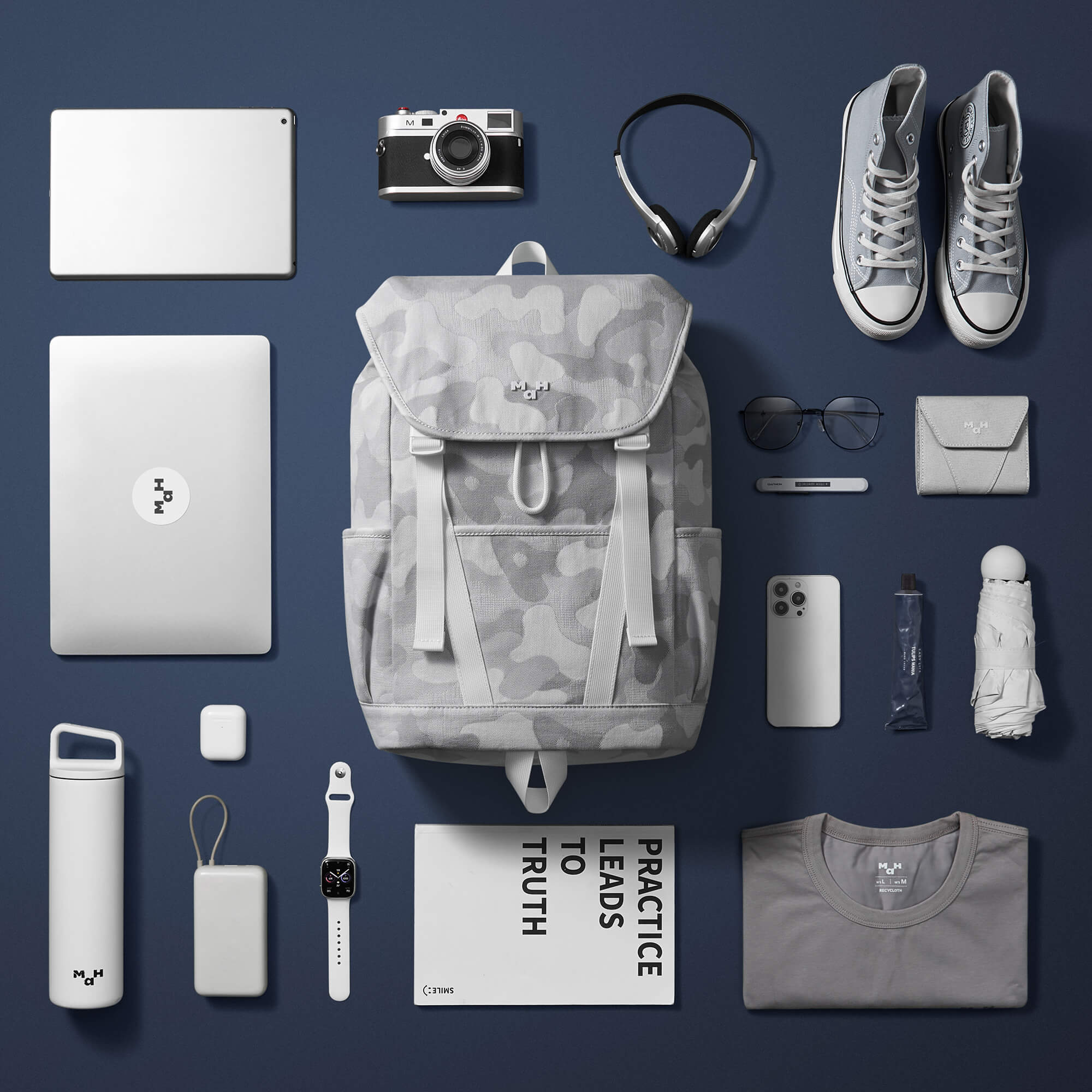 Young Tour Backpack | Camouflage Denim Gray | 18L