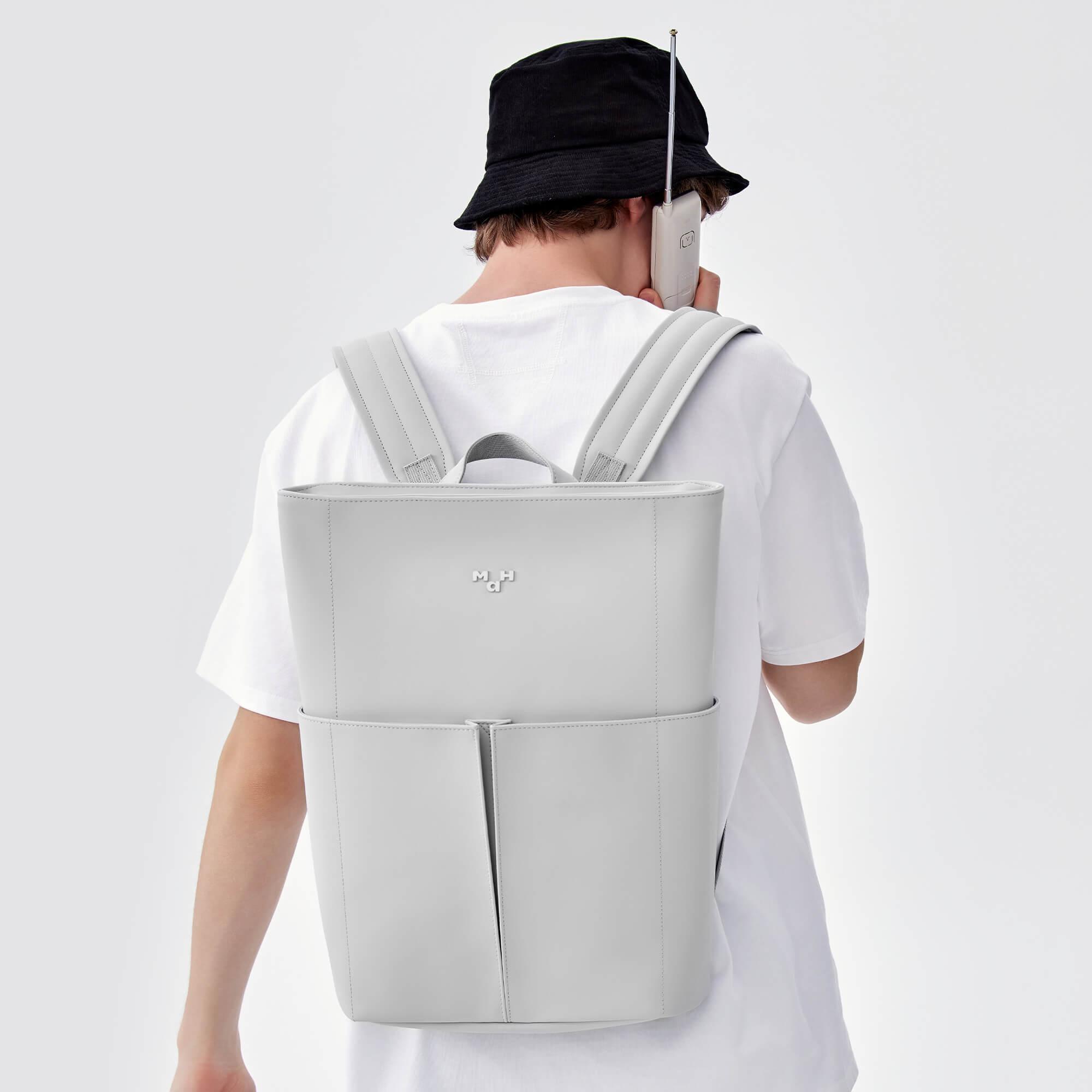 Laptop Backpack PU Leather Schoolbag