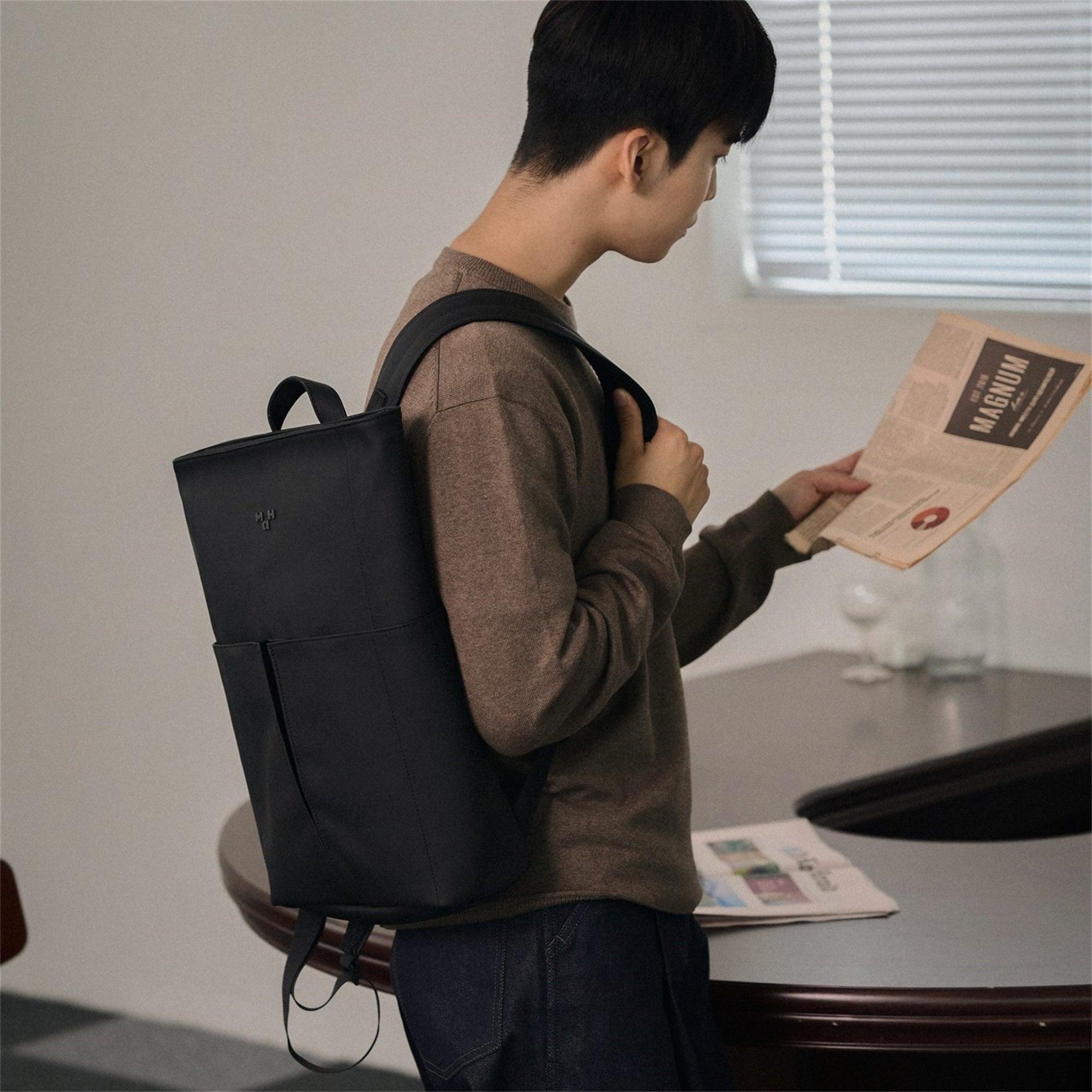 Laptop Backpack-PU Leather Schoolbag