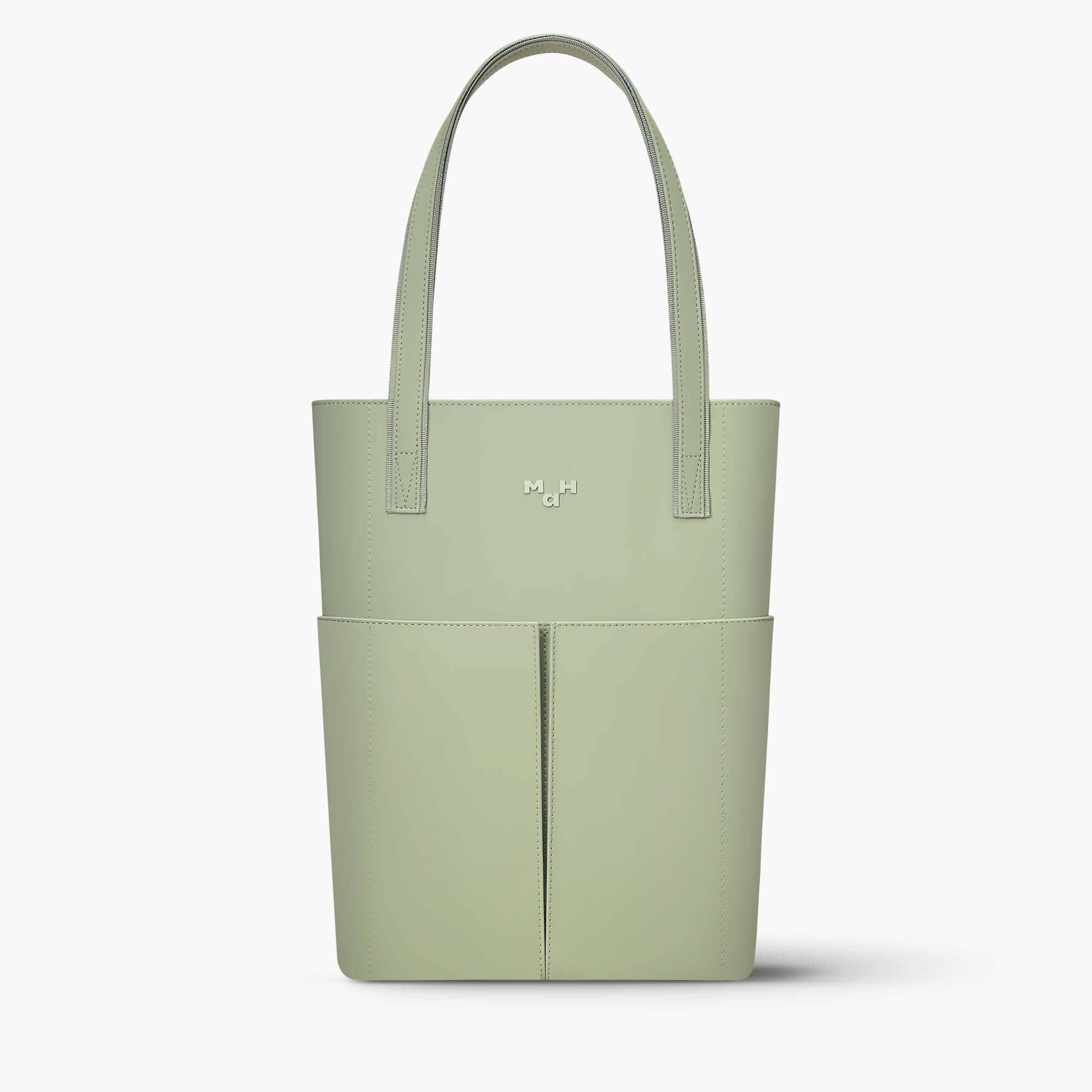 PU Leather Tote Bag -  green