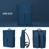 Blue Laptop Backpack-PU Leather Uni Bag