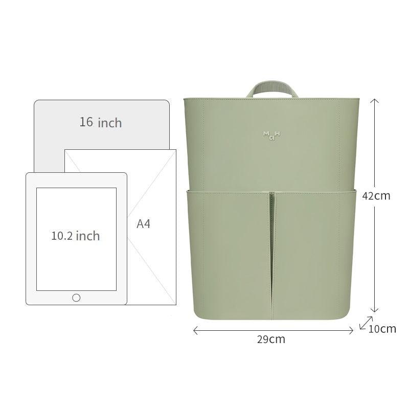 Green Waterproof Backpack-PU Leather Schoolbag