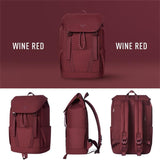 red travel backpack